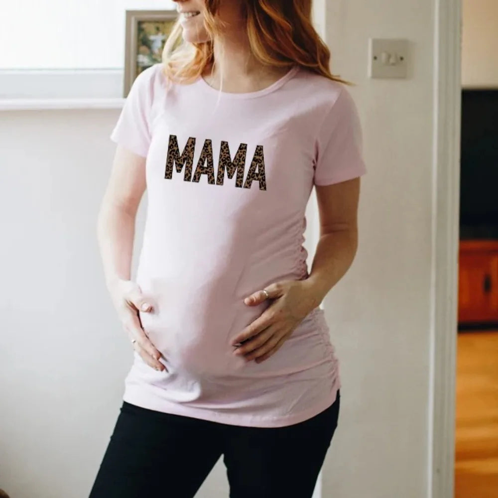 Nordic Rainbow Mama Printed Pregnancy T-Shirt | Maternity Short Sleeve Tee | Pregnancy Announcement Shirt for New Moms