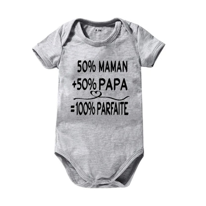 Popular "Mom+Dad=Me" Baby Romper – 100% Cotton Summer Onesie, Newborn Baby Clothes, Unisex Crawling Clothes, Comfortable and Cute