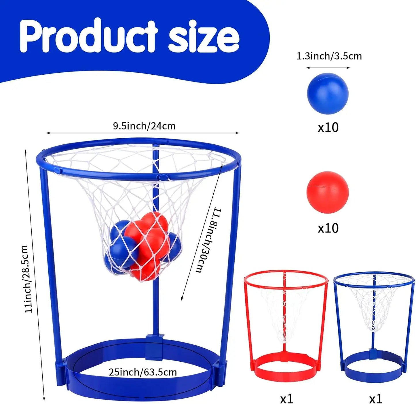 2-Pack Head Hoop Basketball Party Game – Adjustable Net Headband with 20 Balls, Fun Gift for Kids and Adults, Birthday Party Game