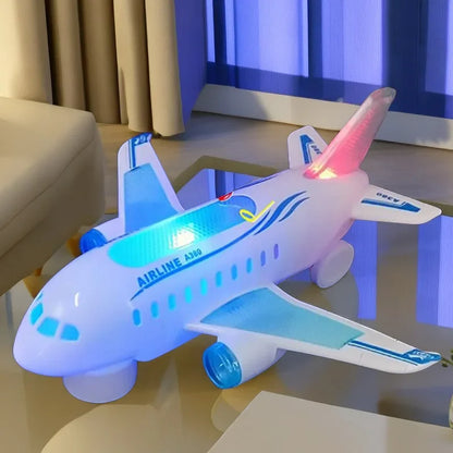 Children's Electronic Airplane Toy with Music & Flashing Lights – Autopilot Rotation, Battery-Powered Educational Plane Gift for Kids