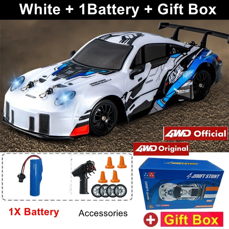 4WD RC Drift Car with LED Lights and 2.4G Remote Control 20km/h Speed