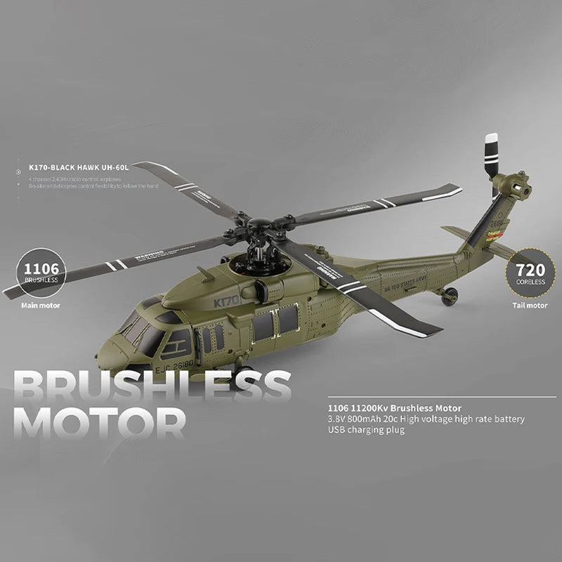 WLtoys K170 RC Helicopter – 2.4G 6-Axis Gyroscope 4CH Altitude Hold Optical Flow Toy