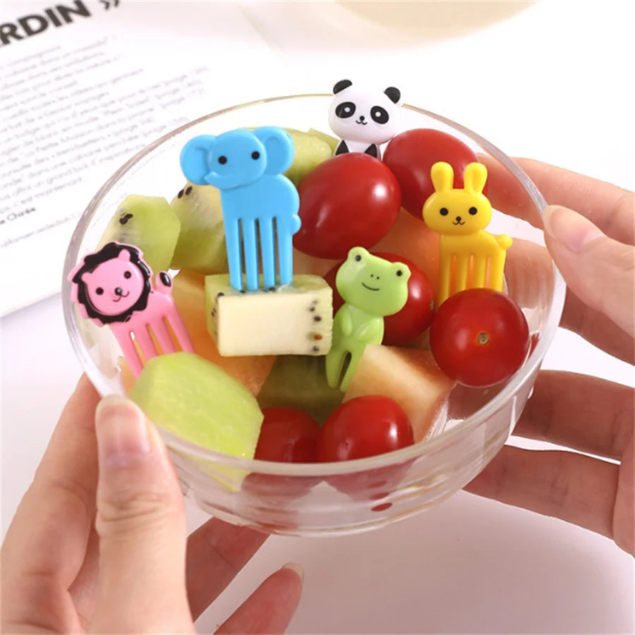 10pcs Cute Animal Fruit Forks Mini Cartoon Snack Picks for Kids
