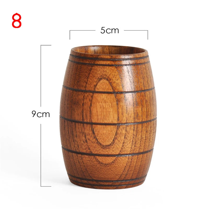 Handmade Spruce Wood Big-Belly Cup — Rustic Wooden Beer, Tea & Coffee Mug (Brown)