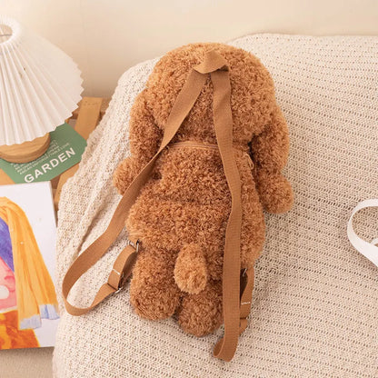 Cute Teddy Dog Plush Backpack – Stuffed Poodle Shoulder Bag and Schoolbag for Girls and Boys