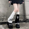 Y2K Punk Knitted Leg Warmers - Star Gothic Cross Harajuku Women Heart Two-Side Wear Loose Fit Leg Covers | JK Thigh High Lolita Socks