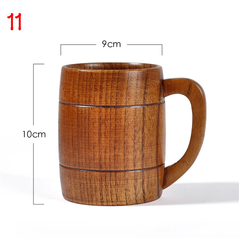 Handmade Spruce Wood Big-Belly Cup — Rustic Wooden Beer, Tea & Coffee Mug (Brown)
