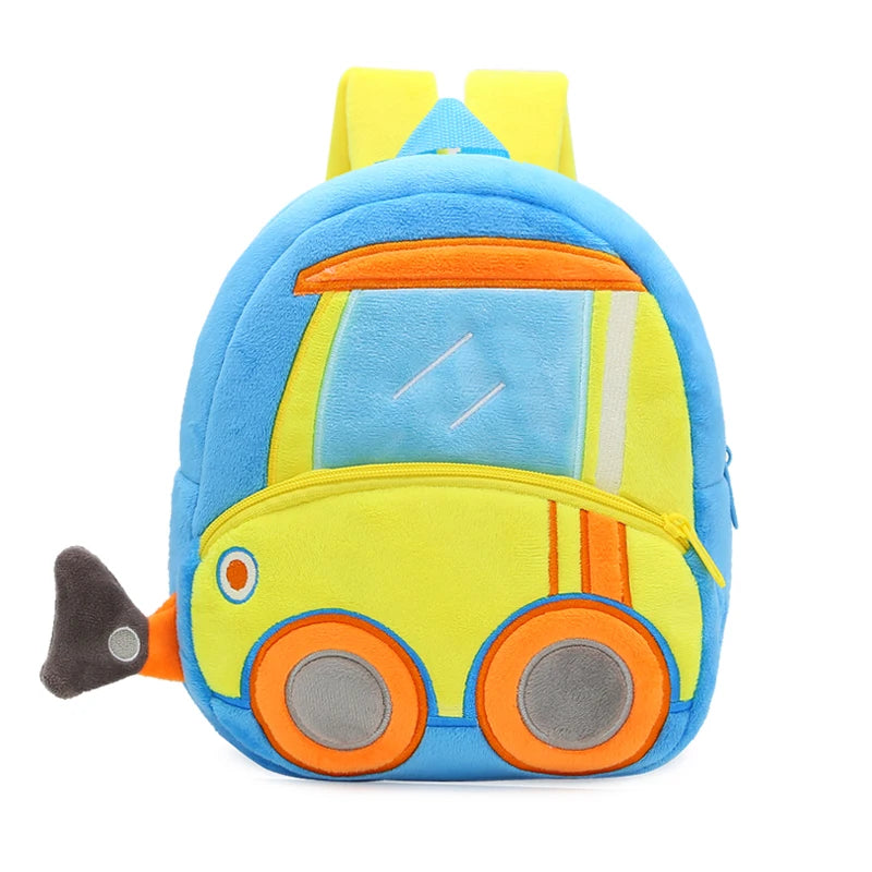 Cartoon Excavator Engineering Backpack for Kids – Plush 2-4 Years Old Small School Bag & Toy Backpack - Kidzy Market