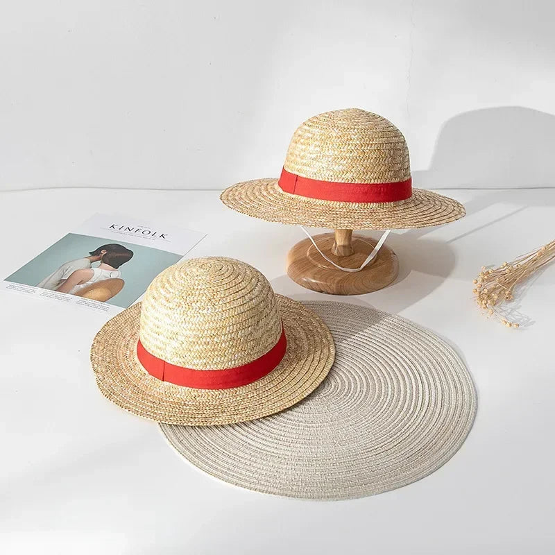 Anime Luffy Straw Hat Cosplay Sun Cap – Unisex Kids Parent-Child Summer Sunshade (30–35 cm / 11.8–13.8 in)