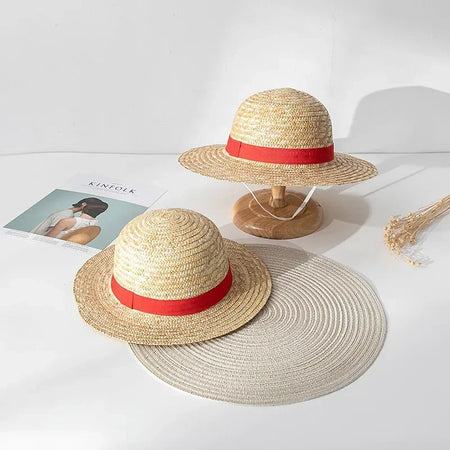 Anime Luffy Straw Hat Cosplay Sun Cap – Unisex Kids Parent-Child Summer Sunshade (30–35 cm / 11.8–13.8 in)