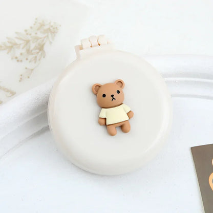 Mini Cartoon Bear Hair Brush with Mirror – Portable Massage Comb for Children, Cute Hair Comb for Kids