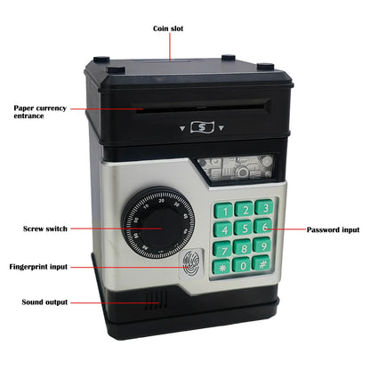 Electronic Piggy Bank with Password Safe Smart Fingerprint Automatic Banking Children's Gift Money Box