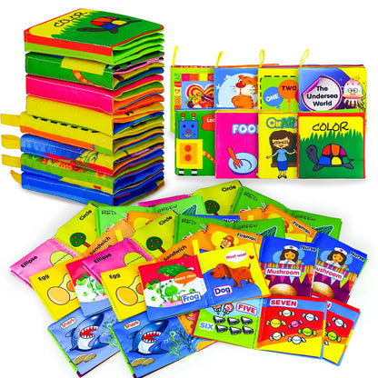 Baby Cloth Book – Intelligence Development Soft Learning and Reading Toy with Rattle for Infants 0–12 Months