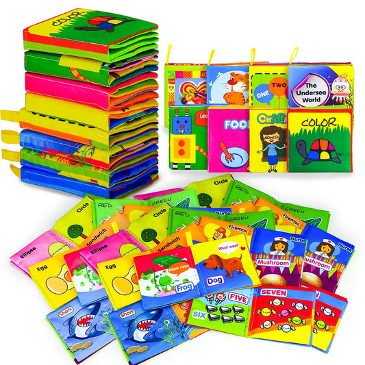 Baby Cloth Book – Intelligence Development Soft Learning and Reading Toy with Rattle for Infants 0–12 Months
