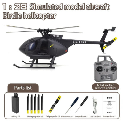 1:28 C189 RC Helicopter MD500 – Dual Brushless Motor with 6-Axis Gyro and One-Click Takeoff/Landing
