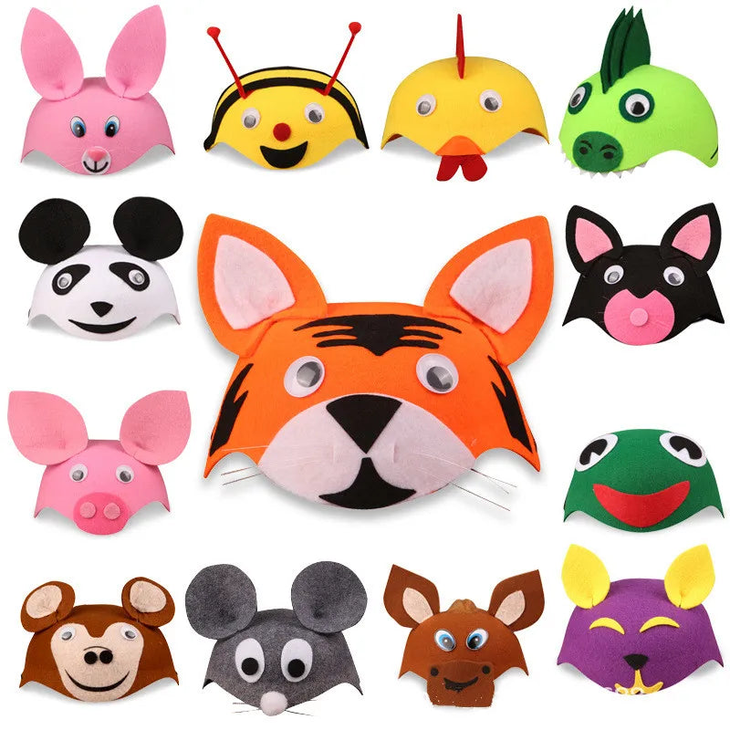 Kids Forest Animal Felt Party Hat – Duck, Bird & Rabbit Carnival Cap | Children's Day Party Costume