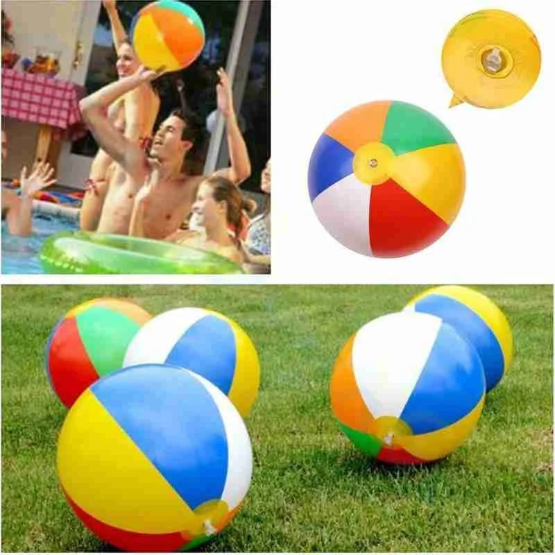 3-Piece Rainbow Color Inflatable Beach Ball Set PVC for Pool Party and Summer Water Play