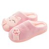 Women’s Plush Cartoon Cat Slippers – Furry Indoor Bedroom Slide Flats with Rubber Sole, Round Toe Cozy House Shoes
