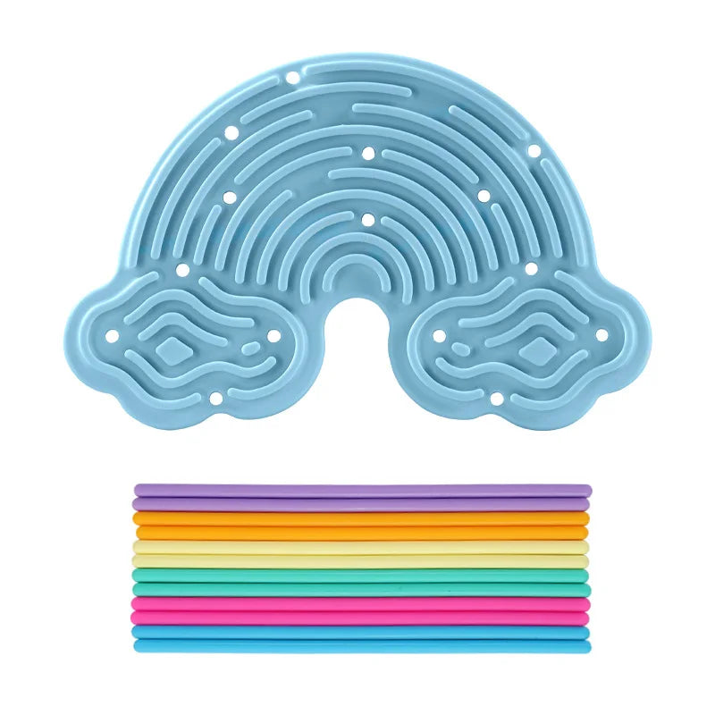 Creative Rainbow Clouds Silicone Sensory Activity Board – Double-Sided Busy Board for Color Training, Fine Motor Skills, and Fun Play