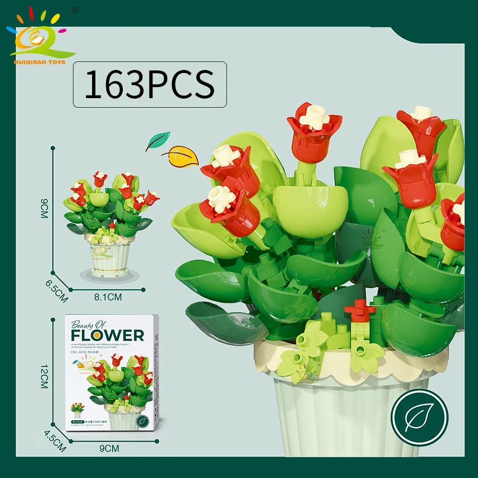 Eternal Bouquet Micro Building Blocks – DIY Flower Model Brick Toy for Kids, Home Desk Decoration