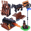 Medieval Building Blocks Playset - Viking Warriors Camp, Pirate Ship & Castle Wall (Compatible with Major Brick Brands)