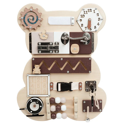 Baby Montessori Wooden Busy Board – Animal, Guinea Pig, Dinosaur, Clock, and Pattern Pairing Educational Toy for Children Gift
