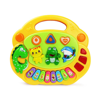 Kids Cartoon Piano Keyboard Game with Animal Sounds and Flashing Lights - Musical Instrument Educational Toy for Babies and Toddlers