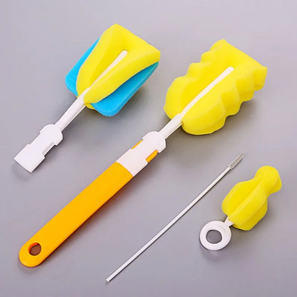 7-Piece Brush and Sponge Rotation Set for Cleaning Baby Pacifiers, Cups, and Nipples – Handheld Tools for Baby Feeding Bottle Cleaning