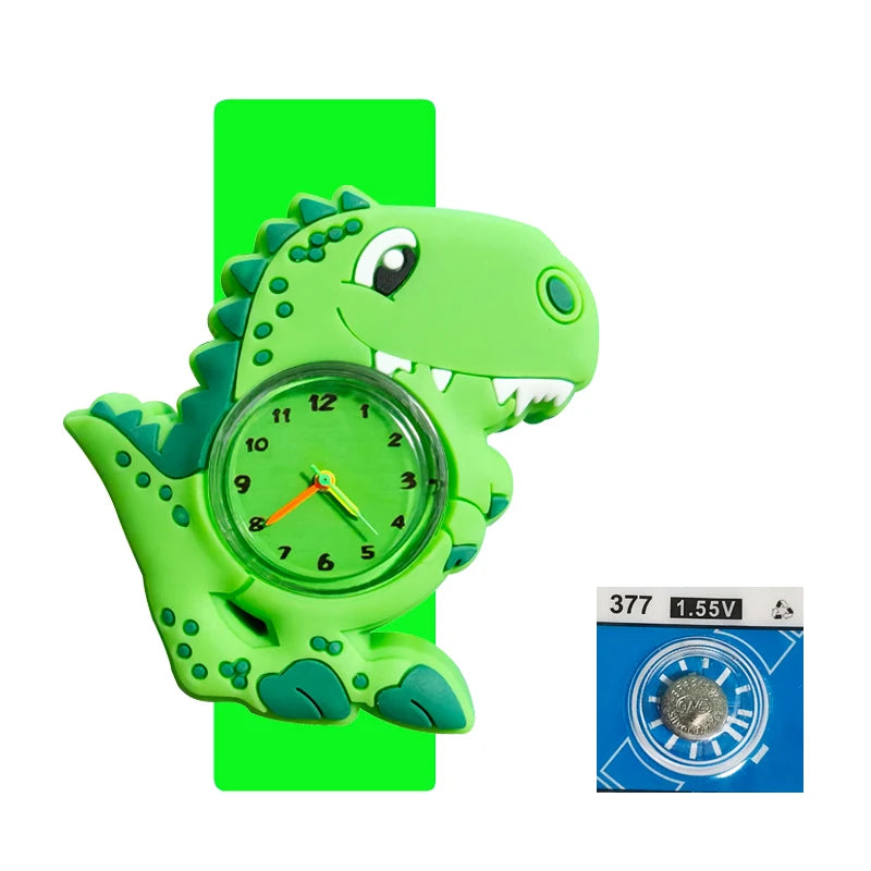 Children’s Cartoon Watch for Ages 2-14 Boys and Girls Soft Silicone Slap Bracelet Student Wristwatch