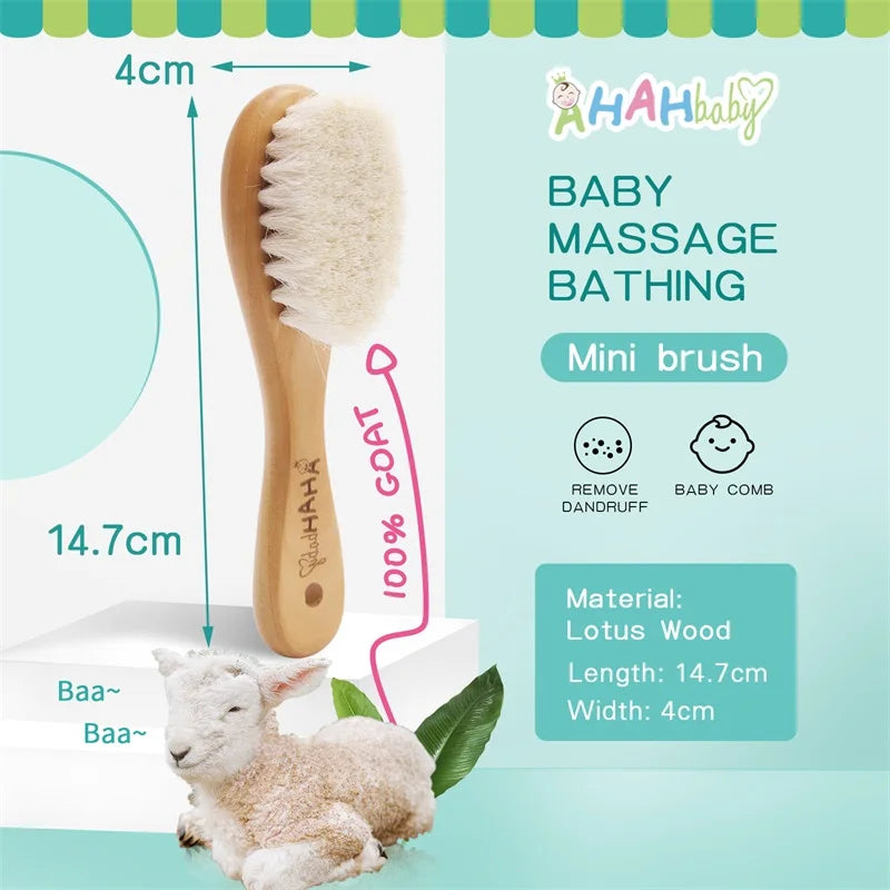 Baby Hair Brush and Comb Set for Newborn - Massage Bath & Shower - Custom Logo Mini Baby Wooden Hair Brush for Kids