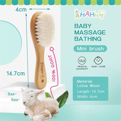 Baby Hair Brush and Comb Set for Newborn - Massage Bath & Shower - Custom Logo Mini Baby Wooden Hair Brush for Kids
