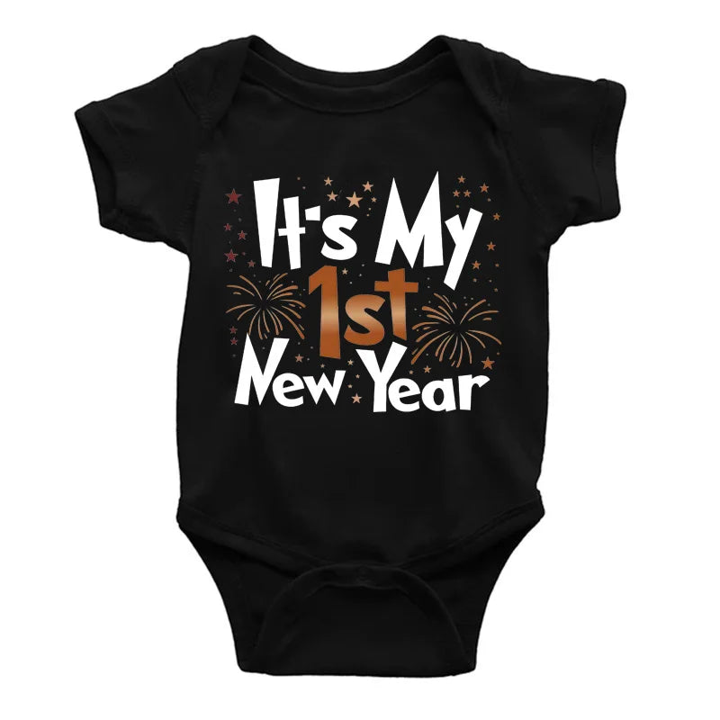 Happy New Year “It’s My 1st New Year” Newborn Baby Clothes – Letter Printed Infant Onesie, Casual Toddler Jumpsuit for Girls & Boys