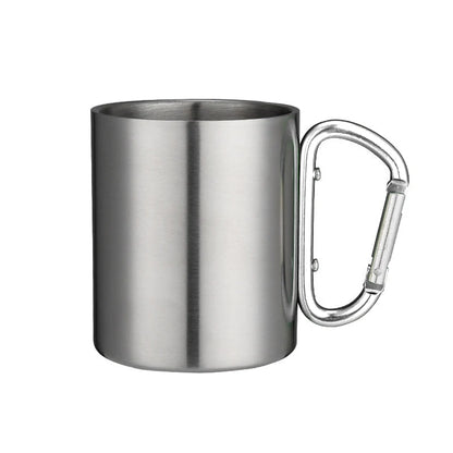 220ml (7.4 fl oz) Stainless Steel Camping Mug with Carabiner Handle, Double‑Wall Portable Travel Cup