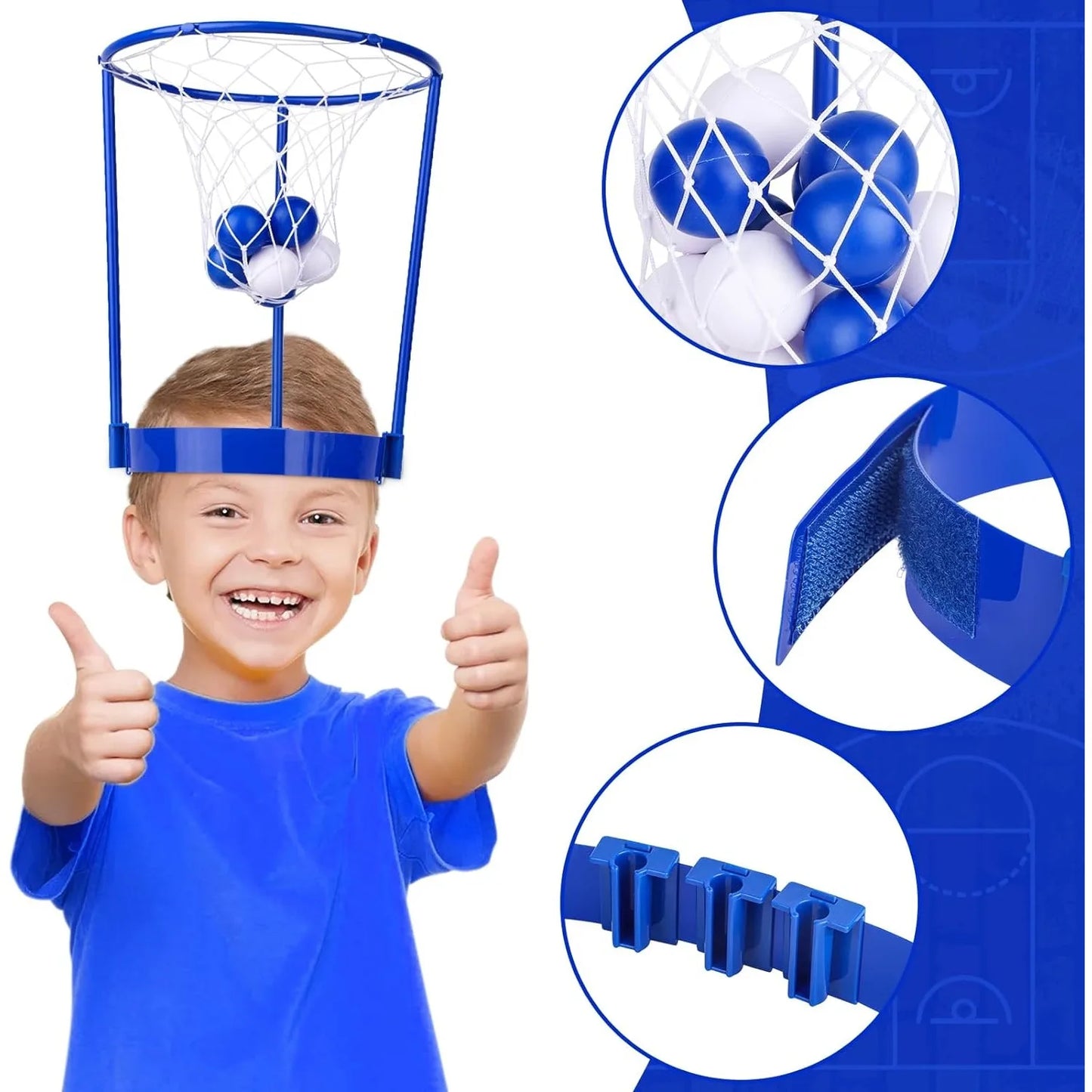 2-Pack Head Hoop Basketball Party Game – Adjustable Net Headband with 20 Balls, Fun Gift for Kids and Adults, Birthday Party Game