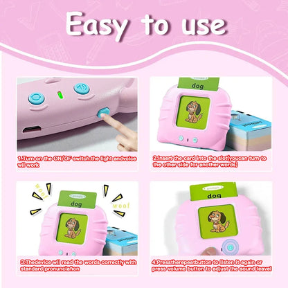 Montessori Education Flash Cards Machine - Early Educational Learning English Electronic Audio Book Toy for Children, Birthday Gift