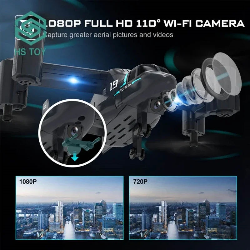 RC Helicopter Drone with 480P Camera – Fighter UAV Land and Air Mode Brushless Toy