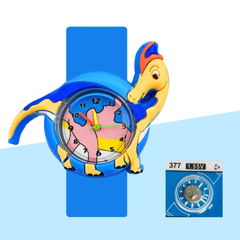 Children’s Cartoon Watch for Ages 2-14 Boys and Girls Soft Silicone Slap Bracelet Student Wristwatch