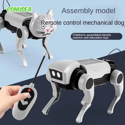 2-in-1 RC Robot Puppy and Cat Toy – DIY Assembling Mechanical Animal for Kids