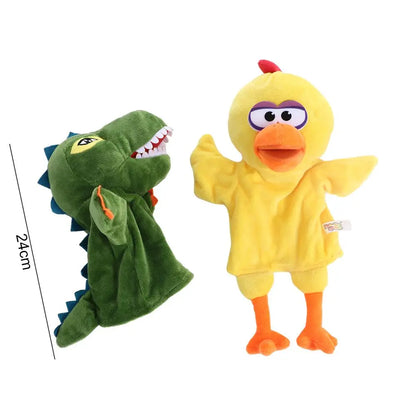 Stuffed Bear and Shark Hand and Finger Puppets, Plush Animal Dolls for Children