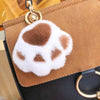 Fluffy Faux Fur Cat Paw Keychain, Plush Pendant for Backpack or Car