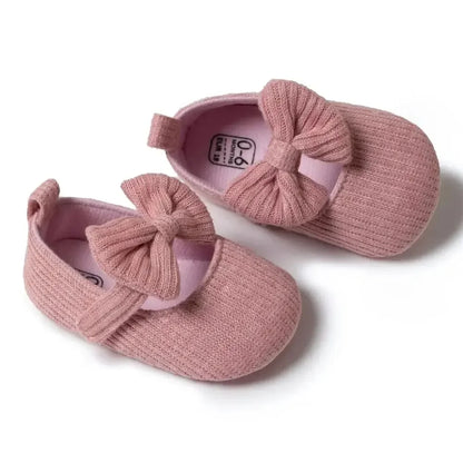 Meckior Spring Autumn Cotton Sole Baby Girl Shoes – Newborn Toddler Bow Love First Walkers Anti-Slip Moccasins
