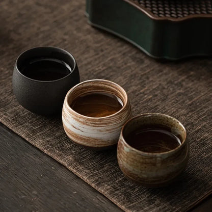 Japanese Handmade Rough Pottery Tea Cup — Porcelain Kung Fu Tea Single Cup, Antique-Style Gift