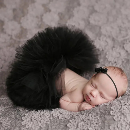 Baby Tutu Skirt Newborn Photography Prop – Cute Princess Infant Outfit with Flower Headband Accessories for Baby Girls Dress