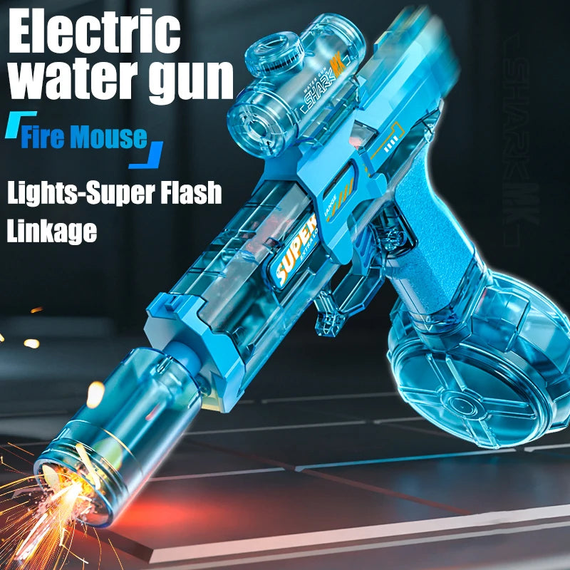 Electric Water Gun with 26 Ft Range – High Capacity Light-Up Summer Pool Toy