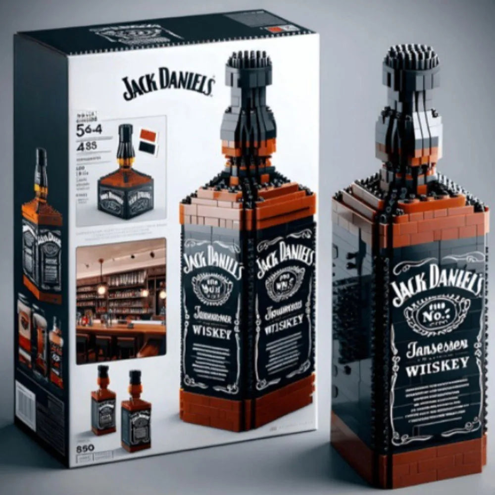 Whiskey Bottle Building Block Model – Creative Wine Bottle Assemble Toy for Home Decor
