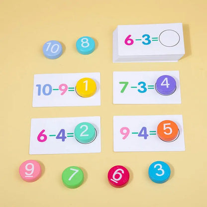 Montessori Wooden Math Toy – Digital Cards for Addition and Subtraction Learning