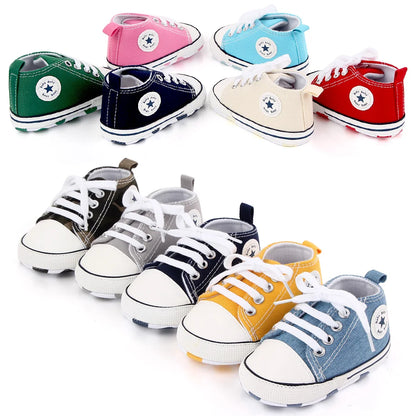 New Baby Shoes Boys Girls Classic Canvas Casual Sneakers Newborn First Walker Toddler Soft Sole Non-Slip Walking Shoes