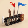 Medieval Building Blocks Playset - Viking Warriors Camp, Pirate Ship & Castle Wall (Compatible with Major Brick Brands)