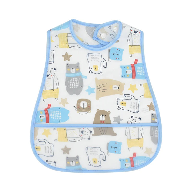 2023 New Cartoon Pattern EVA Waterproof Baby Bibs – Adjustable Feeding Apron with Pocket for Kids, Baby Burp Cloths - Kidzy Market