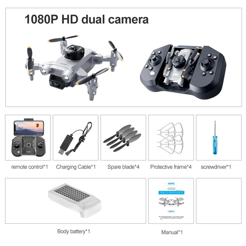 Mini V30 WiFi FPV Drone – Foldable RC Quadcopter with 4K HD Dual Cameras and Obstacle Avoidance
